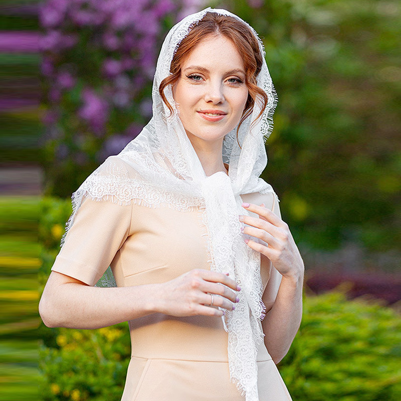 Elegant Womens Mantilla Head Covering Ladies Catholic Prayer Chapel Scarf